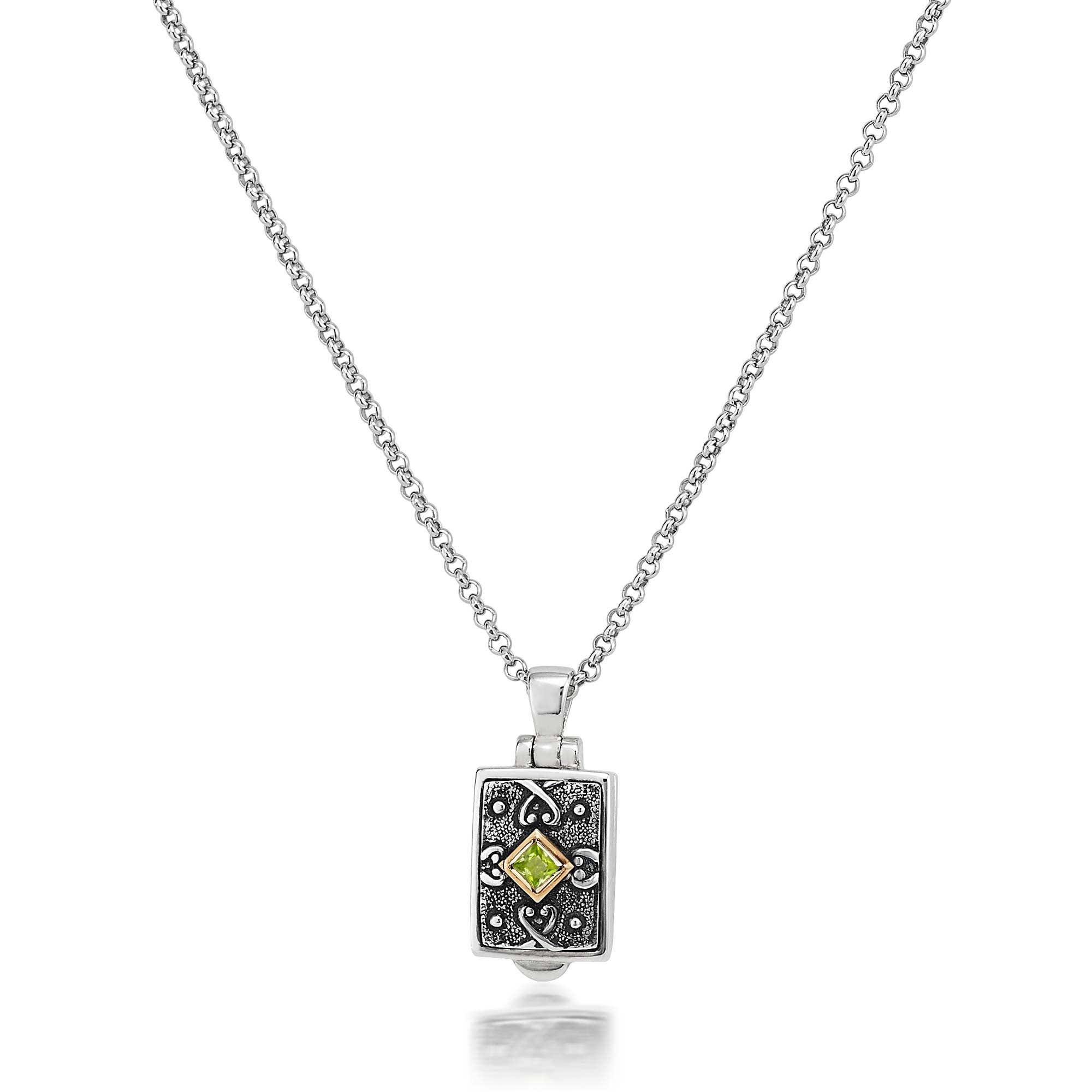 Anatoli Jewelry – Großhandel Medaillon-Ketten – Kleines rechteckiges Medaillon aus Peridot und 14-karätigem Gold0