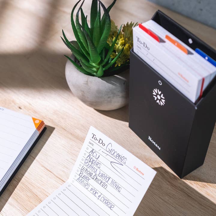 Notsu - Wholesale Desk Organizer - Centre Rise To-Do List Card Stand & Box Set (Black)