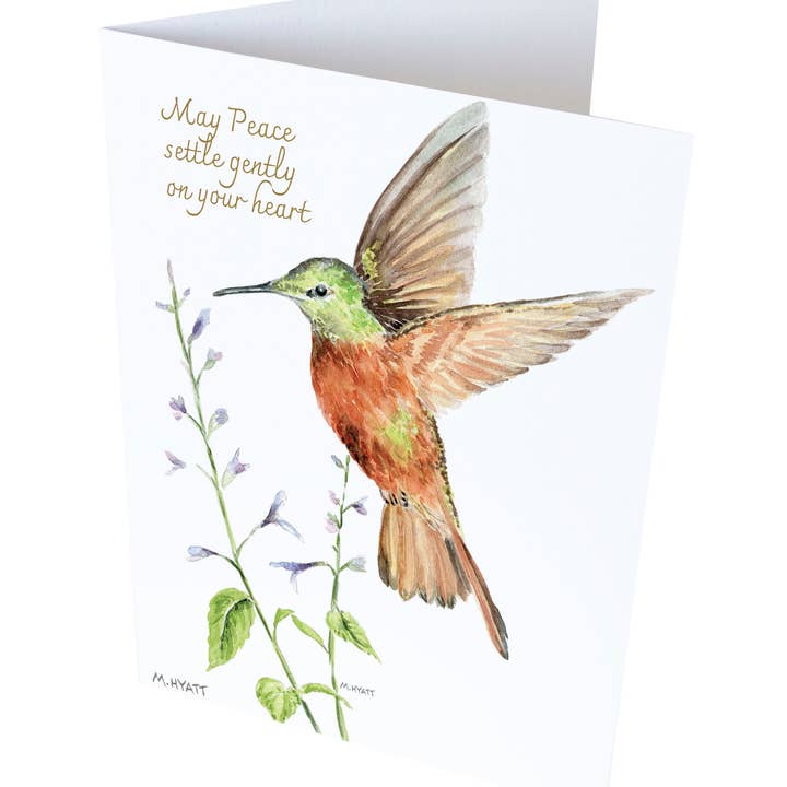Melissa Hyatt - Wholesale Sympathy Card - "Hummingbird Feeding" Watercolor Sympathy Greeting Card1
