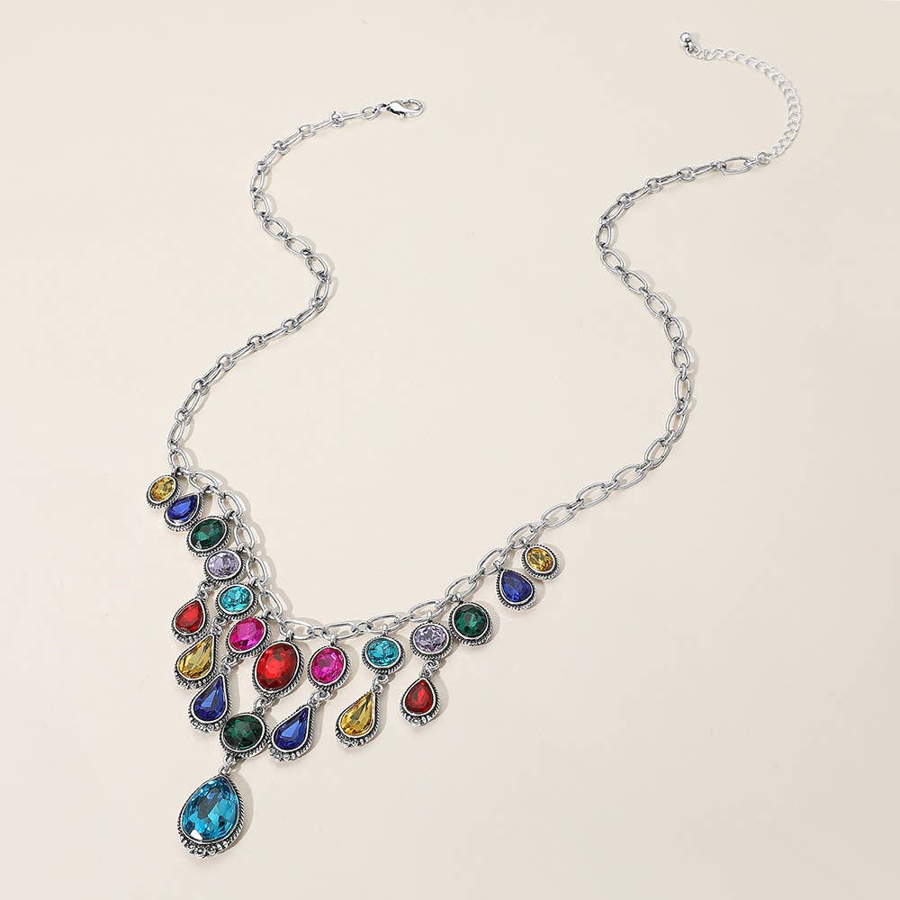 Sensibling Corp. - Wholesale Pendant/Charm Necklace - Antique Metal Western Stone Chandelier Necklace
1