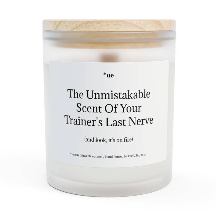 Frosted Glass Candle, 11oz - Trainer's Last Nerve for wholesale by un.sus.tain.a.ble equestrian