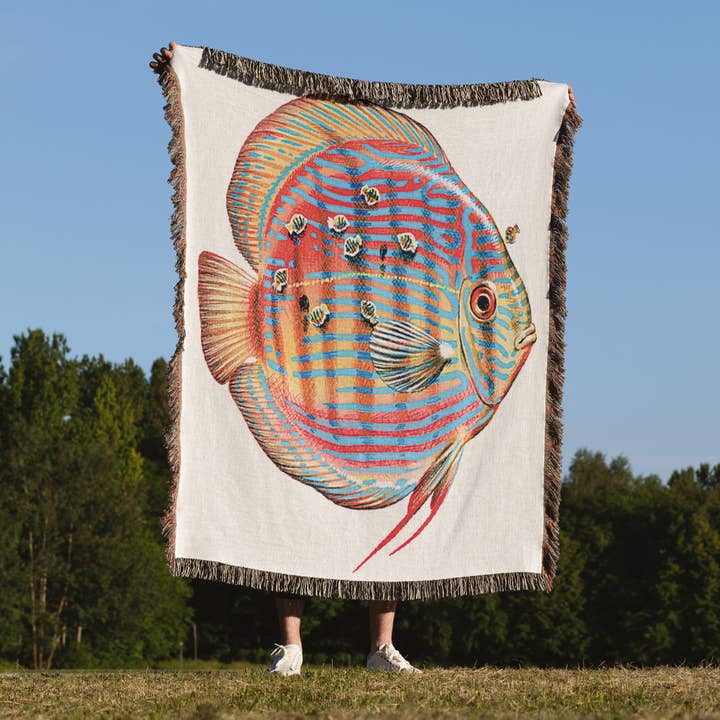 3dRose - Wholesale Throw Blanket - 3dRose, Discus Fish with Young Feeding off of the Parent fish, Blanket1