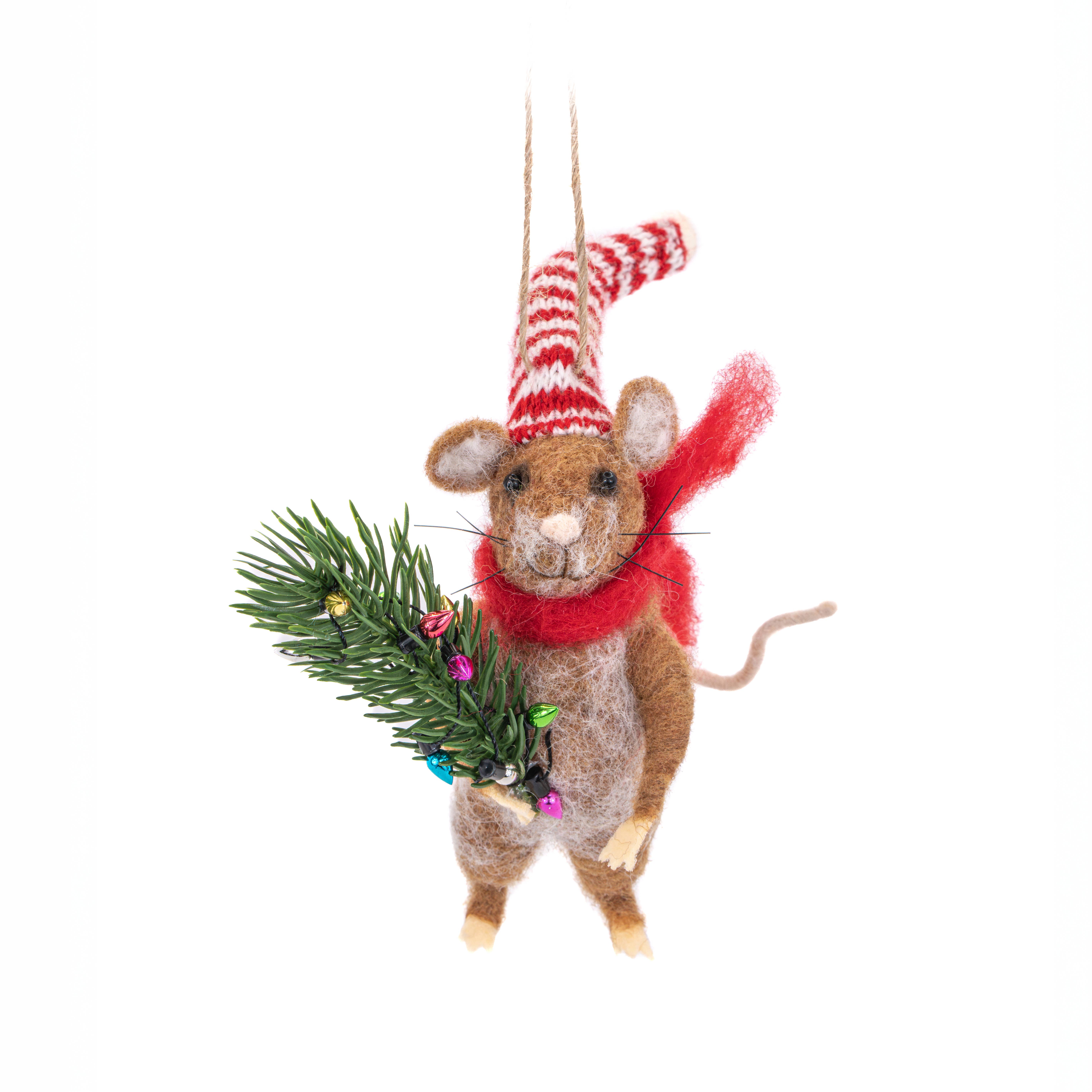 Sass & Belle Europe - Wholesale Christmas Decoration - Christmas Tree Shopping Mouse Felt Decoration