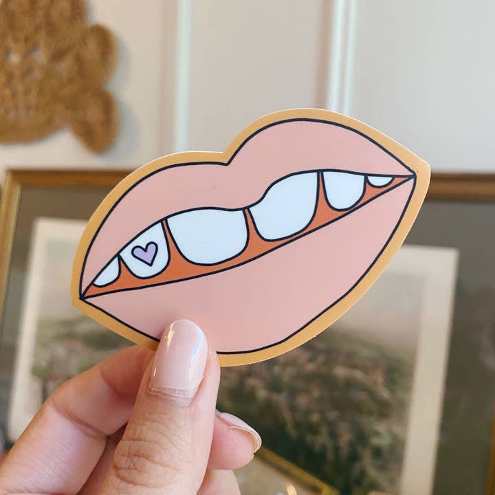 The Moxie Fox - Wholesale Sticker - Heart Tooth Gem Smile Mouth Lips Vinyl Weatherproof Sticker
