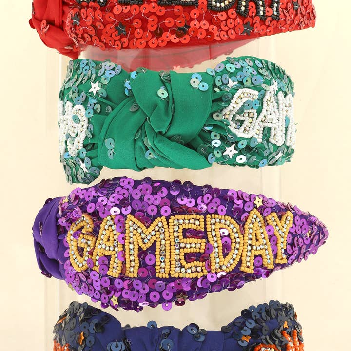 SP Sophia Collection - Wholesale Fashion Headband - Women's - Game Day Top Knotted Jeweled Beaded Headband