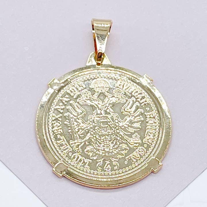 18k Gold Filled Pendant: Austrian Francis Joseph , 25mm for wholesale by Milie