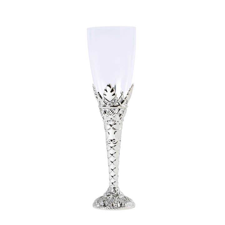 Plastic Filigree Champagne Flutes - Silver - Pack of 12 for wholesale on Faire