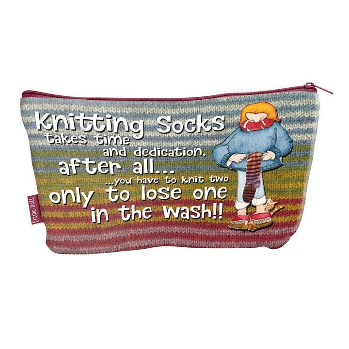 Sock Knitters, Zipped Pouch for wholesale by Emma Ball Ltd