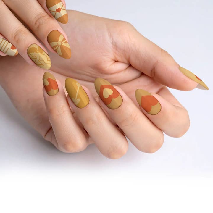 Beige Bliss Cupid's Kiss Press-On Nails for wholesale by FYNE BODY