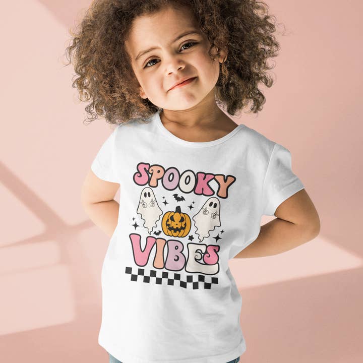 Spooky Vibes Kids Halloween Tshirt for wholesale by Pecan Creek Designs