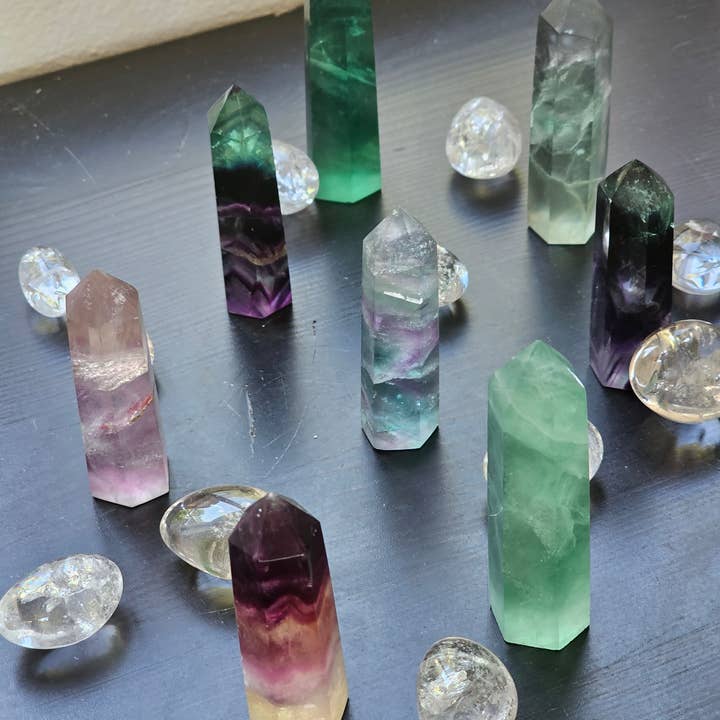 Moon Rituals - Vente Pierre et cristal de spiritualité - Tour de Fluorite - Pointe de Cristal de Guérison pour la Clarté, la Concentration et la Croissance Spirituelle2