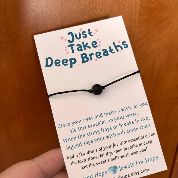 Jewels For Hope - Wholesale Aromatherapy Bracelet - Aromatherapy Lava Stone Wish Bracelet Self Care Just Breathe1