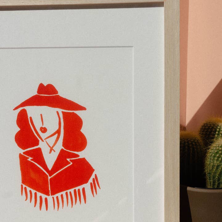 Mel K. Olrich Art - Wholesale Art Print - Modern red cowgirl illustration, western wall art1