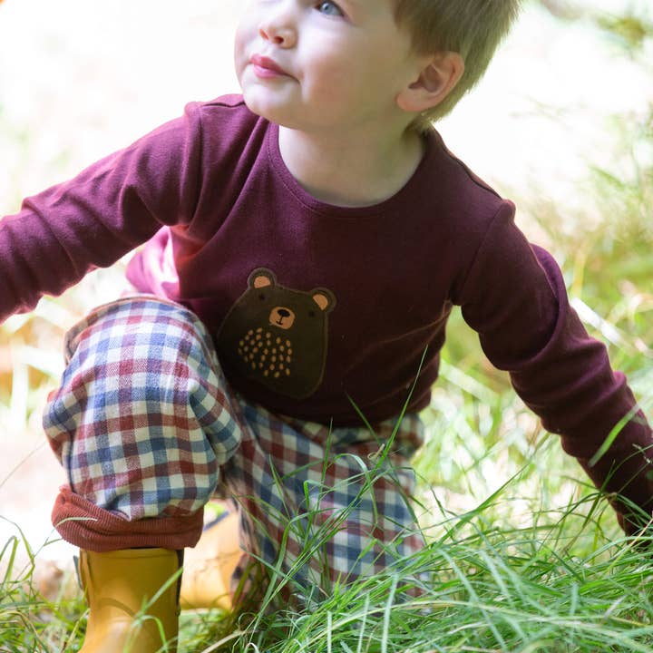 Brown Teddy Bear Applique Long Sleeve T-Shirt for wholesale on Faire8