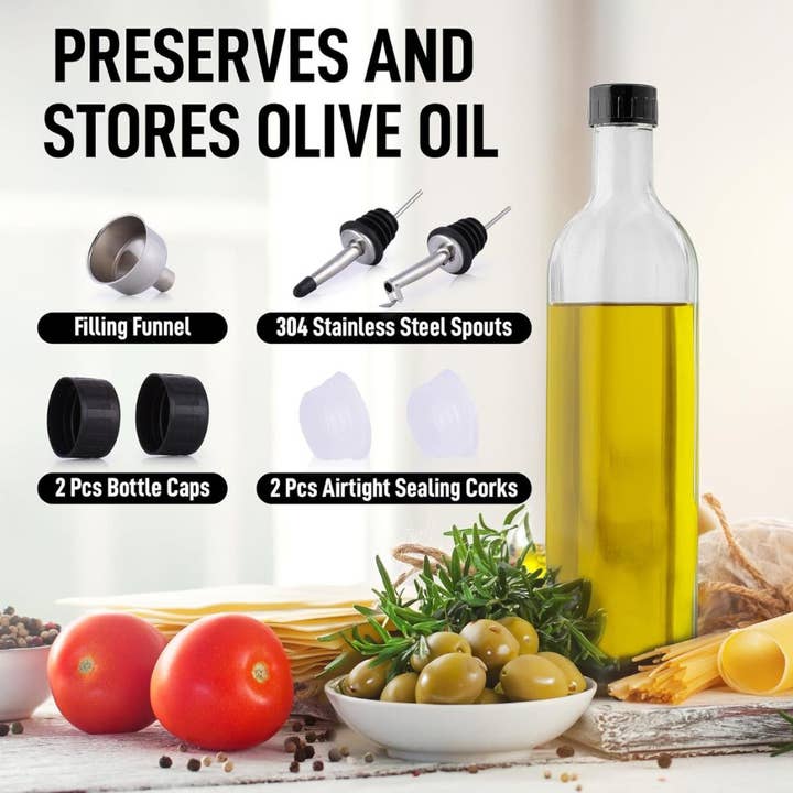 Zulay Kitchen - Wholesale Oil/vinegar dispenser - Olive Oil Dispenser Bottle16.9 oz with Accessories12