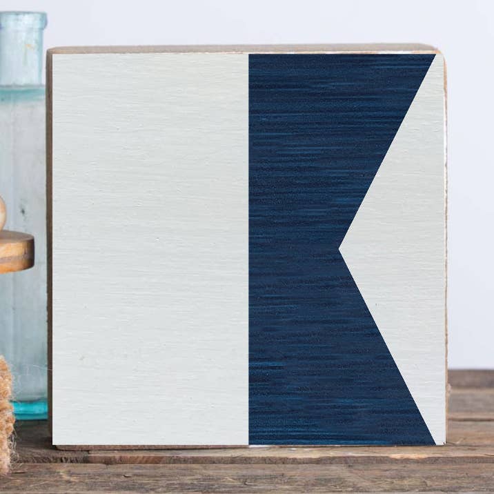 Decorative Wooden Block Nautical Flag Letter A for wholesale by Rustic Marlin