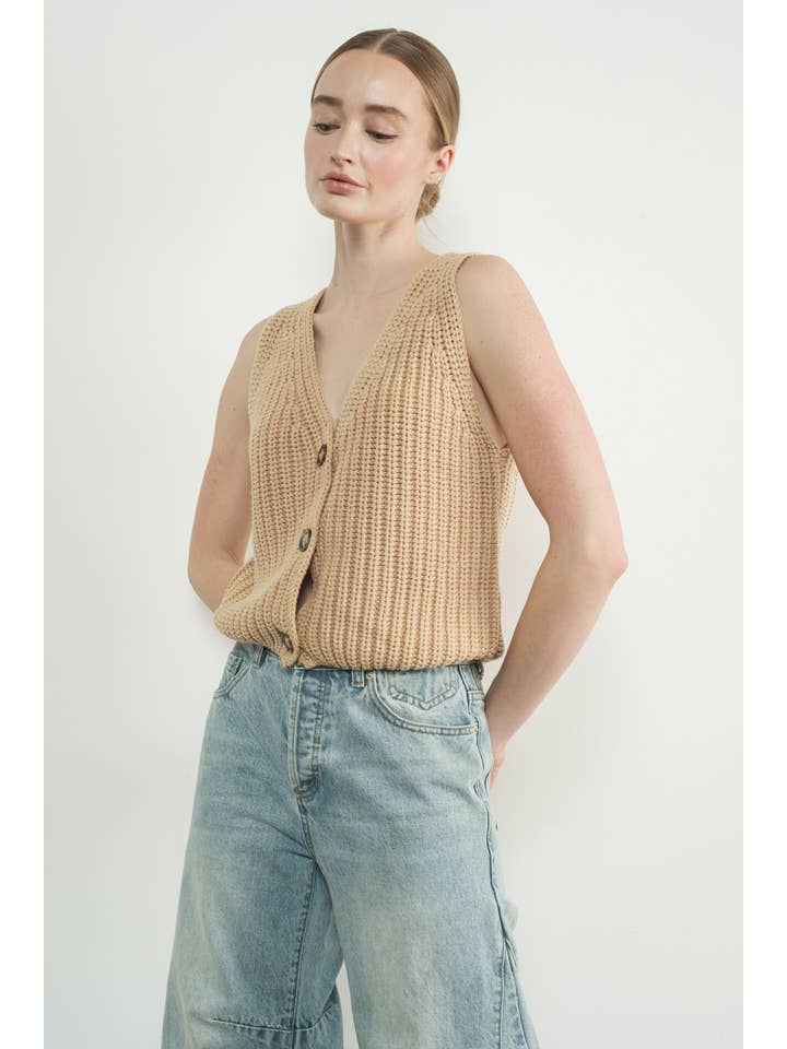 Aaron & Amber - Vendita all'ingrosso Maglione smanicato - Donna - GILET MAGLIA LAVATO VINTAGE MAS32181