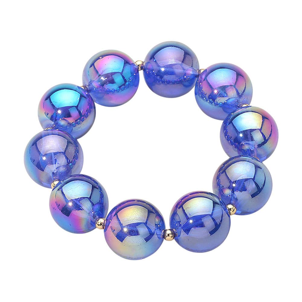 Sensibling Corp. - Wholesale Beaded Bracelet - Chunky Iridescent Ball Beaded Bracelet3
