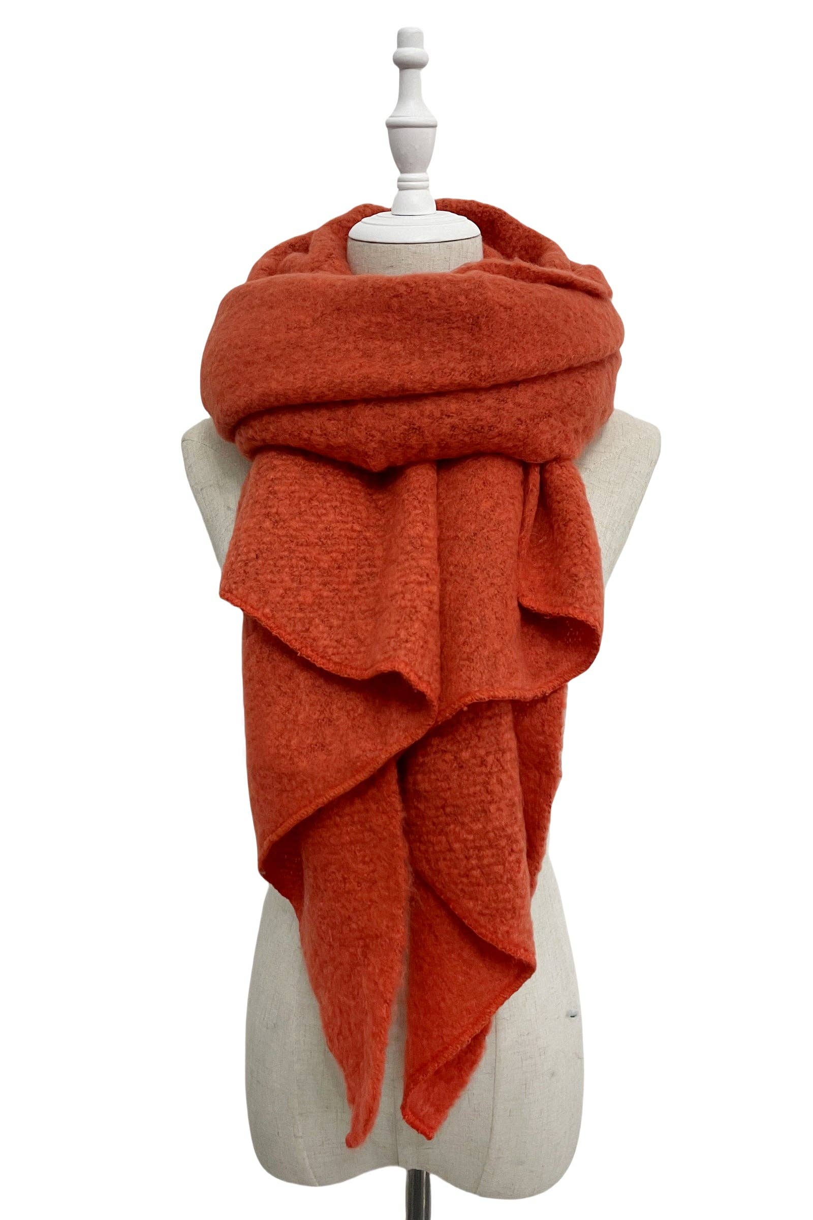 Fashion Scarf World - Wholesale Scarf - Women's - Plain Boucle Diagonal Edge Wool Scarf55