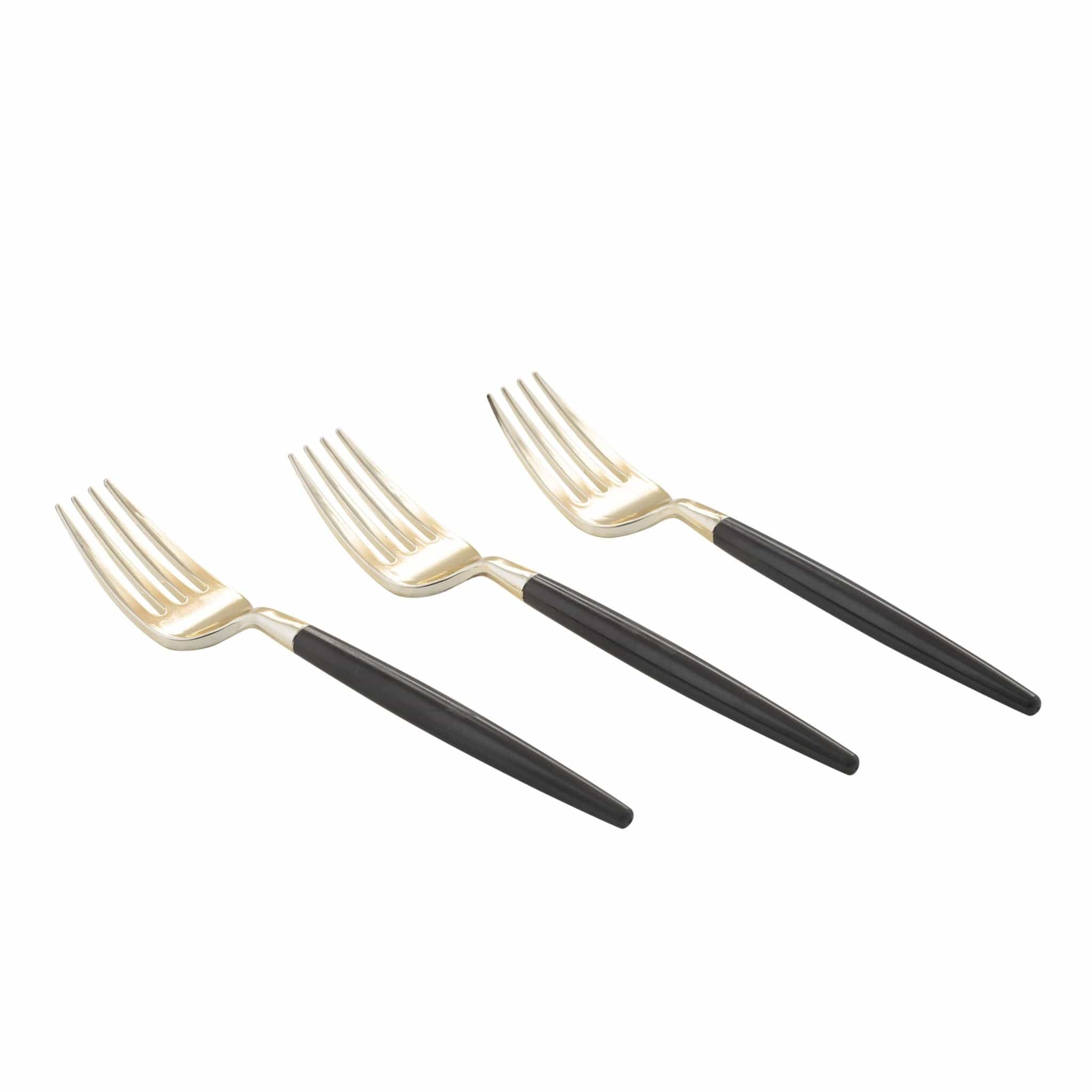 Luxe Party - Wholesale Disposable Servingware Set - Black and Gold Plastic Mini Forks | 20 Forks3