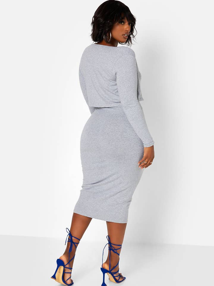 Gray Nadine Button Front Cropped Cardigan for wholesale on Faire5