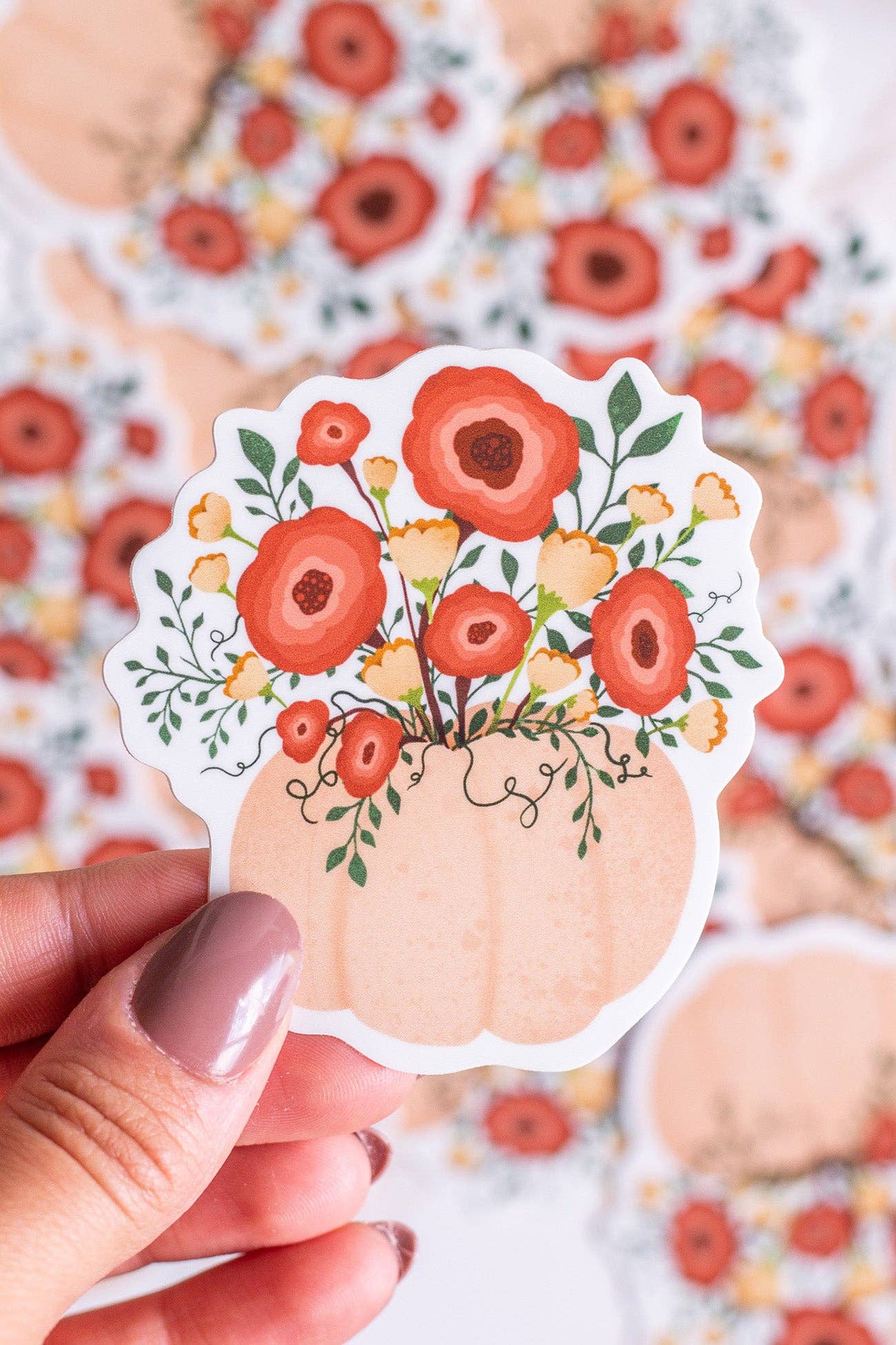 The Print Pantry - Wholesale Sticker - Floral Pumpkin Sticker3