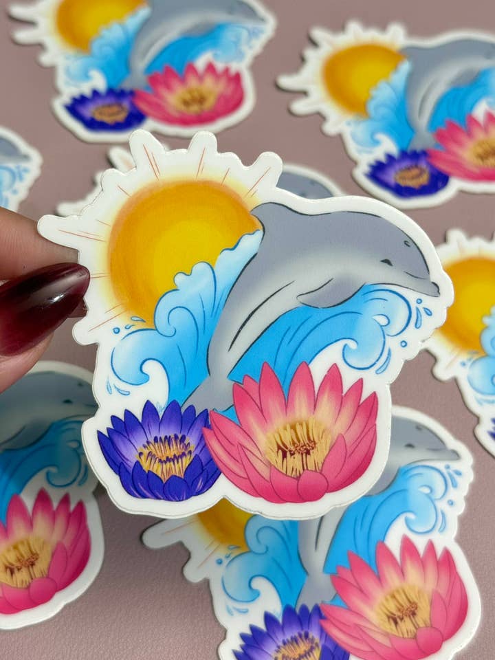 Dolphin Sticker| Summertime Beach Vibes Sticker for wholesale by Wonders and Things