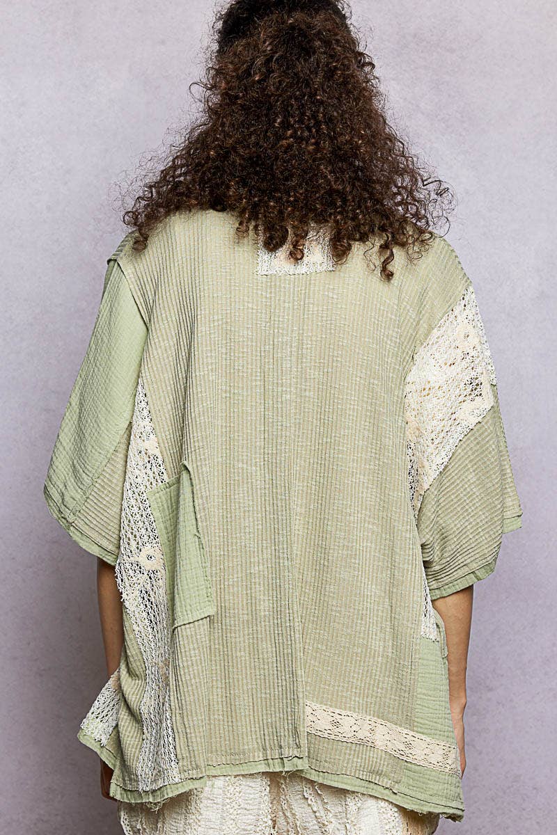 Pol Clothing - Wholesale Button Down Shirt - Women's - Collared Studded Button-down Short Sleeve Knit Shirt Top7