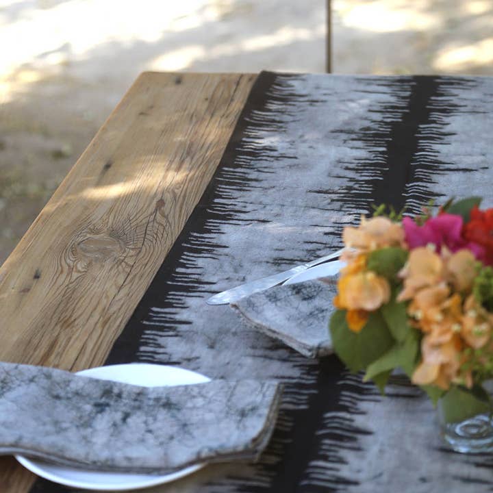 Ichcha - Wholesale Table Runner - Black White Block Print Organic Cotton Table Runner - Noire5