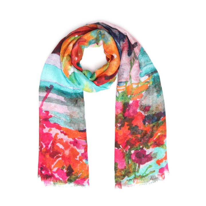 Garden Reflections Modal Silk Scarf – Abstract Floral Art for wholesale by Namaskar Australia