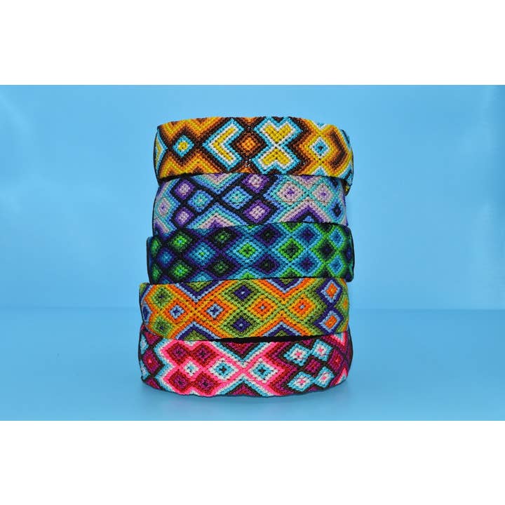 MyMexicanHome - Wholesale Pet Collar - Dog - M (37-41cm) Leather Dog Collar Colorful Knitted Boho Style