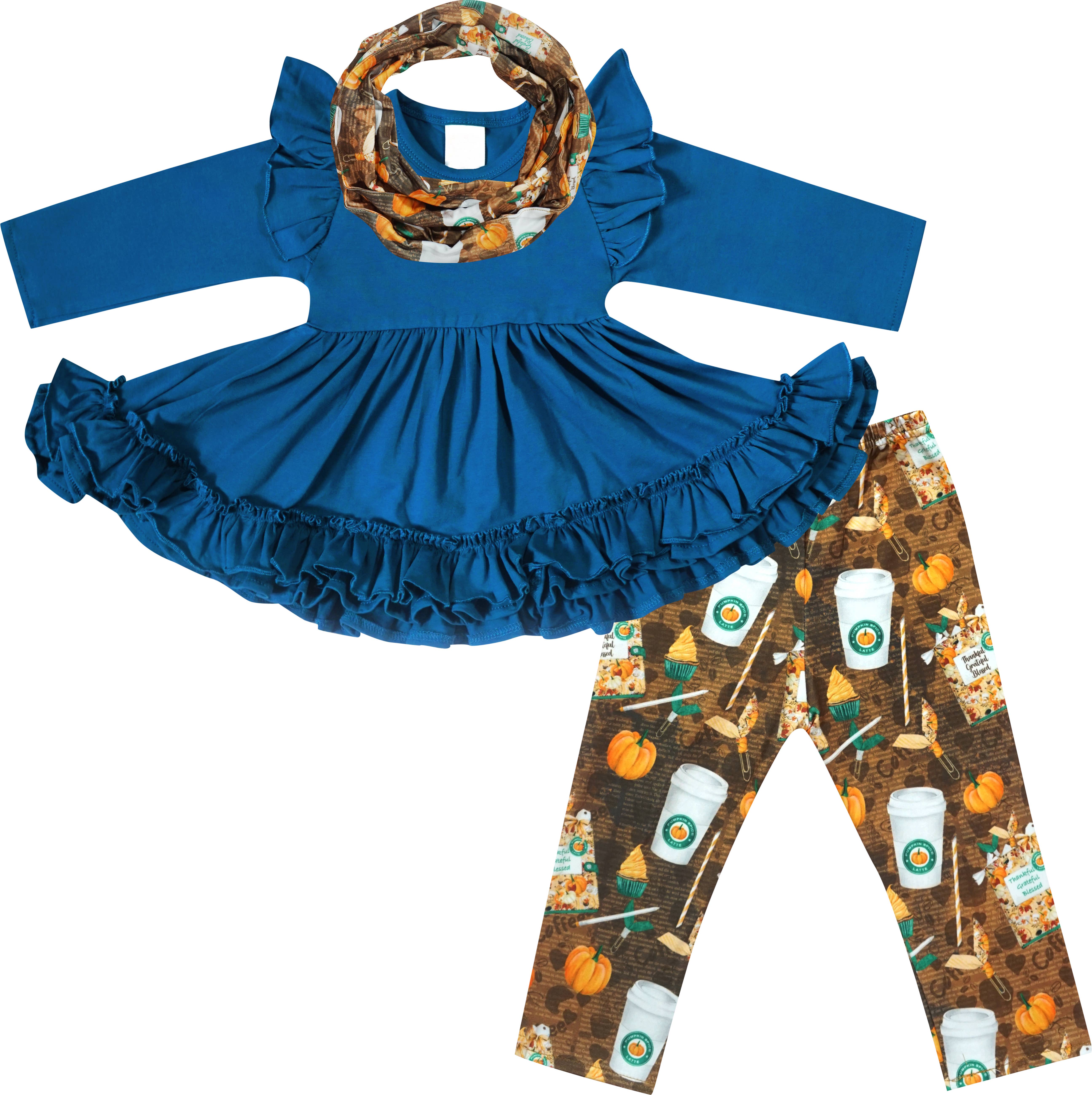 Angeline Kids - Wholesale Top & Pant Set - Kids - CLOSEOUT 40pcs Lot Fall Halloween Thanksgiving Scarf Outfit10