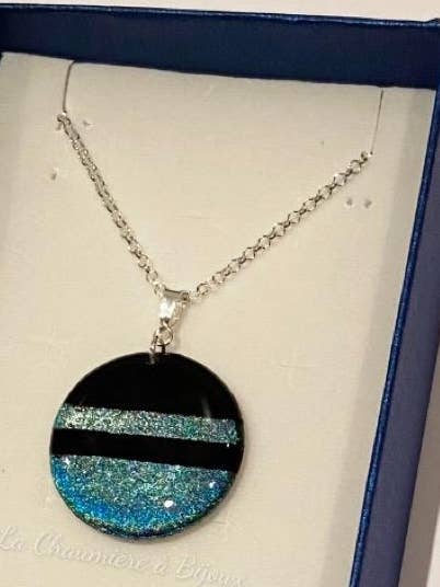 Halskette - Schwarze und blaue Streifen (Kopie) für den Großhandel von La Chaumière à Bijoux