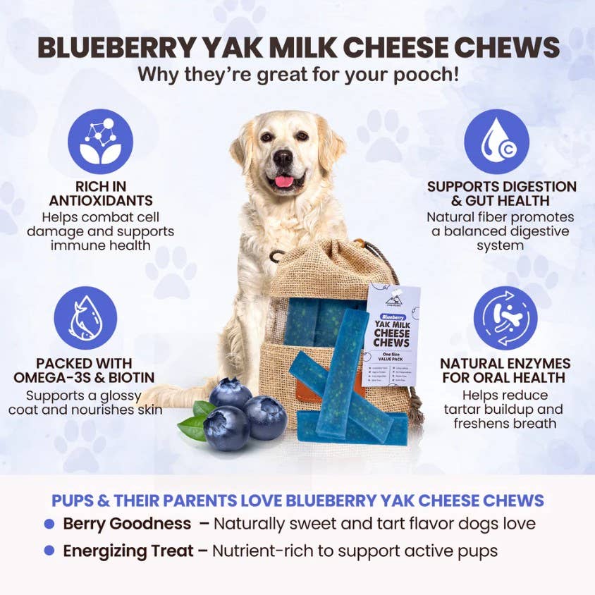 peaksNpaws - Wholesale Pet Treats - Dog - Blueberry Yak Milk Chews - Large Sized6