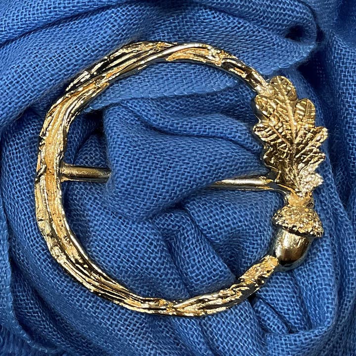 Acorn Scarf Ring - Gold Plated Pewter for wholesale by Compton & Clarke