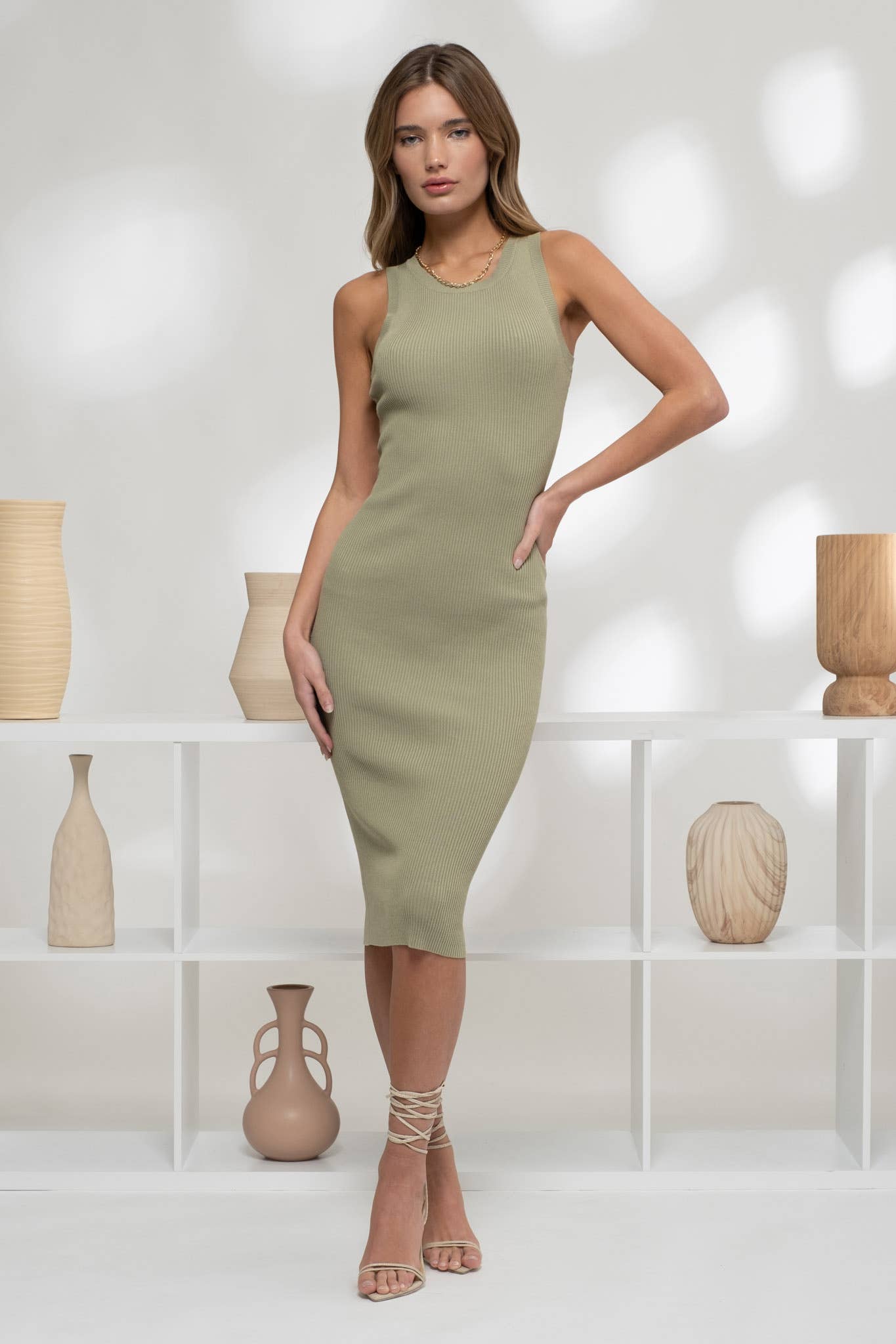 The Workshop Studio - Wholesale Dress - Women's - RIBBED KNIT TANK MIDI DRESS39