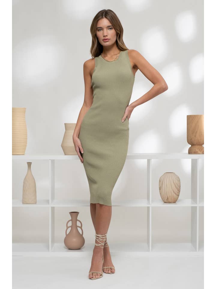 The Workshop Studio – Engroshandel Kjole - Dame – RIBSTRIKKET TANK MIDIKJOLE39