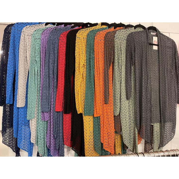 Dance in Paris - Wholesale Cardigan - Women's - Mid Length Soft and Stretchy Laser Cut Cardigan