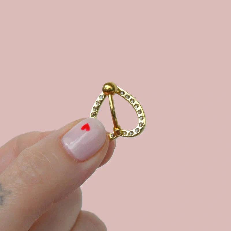 StockJWL - Vente Piercing de nombril - Piercing nombril cœur élégant, barre courbée en acier inoxydable doré/argenté2