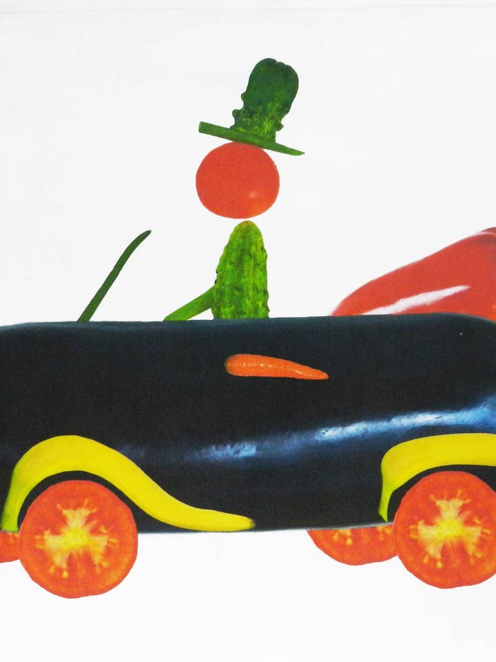 The Vegetable Driver - Large Cotton Tea Towel for wholesale by Half a Donkey