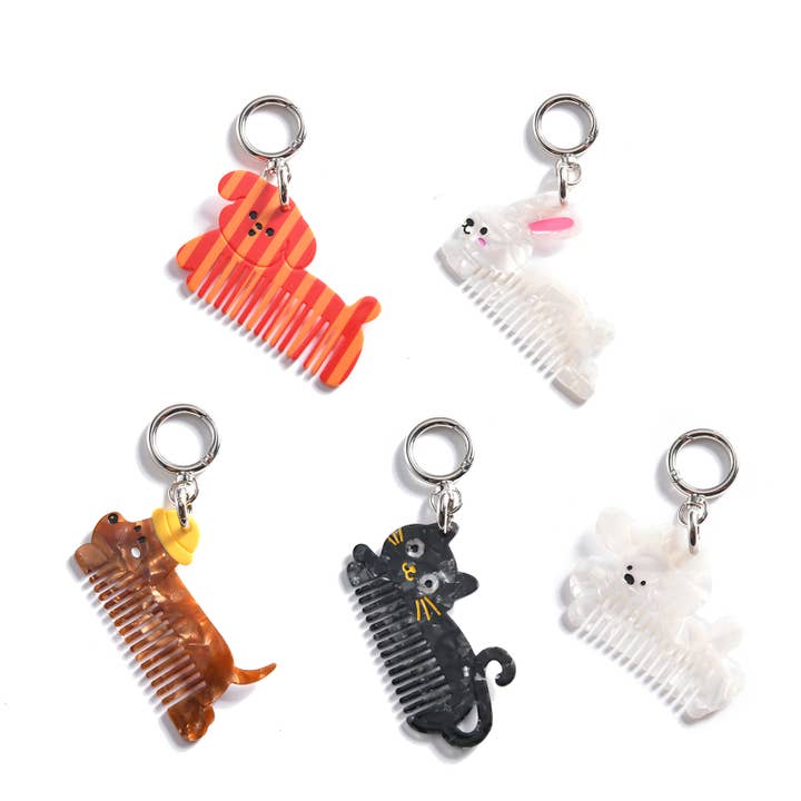 Whimsical Animal Design Mini Comb Keychains Accessories for wholesale by SoapElenGlen