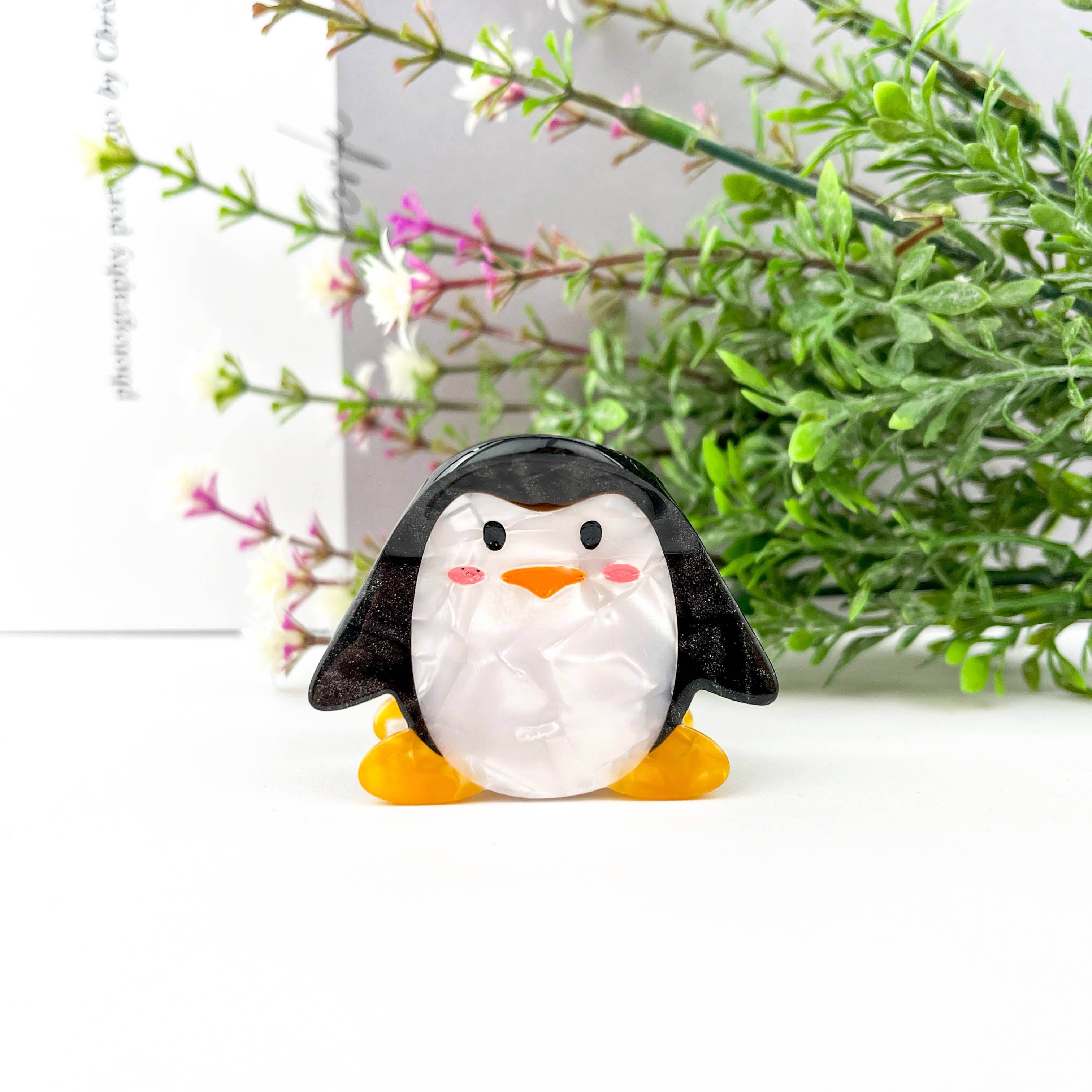 Cartoon Penguin Small Acetate Hair Clip for wholesale on Faire1