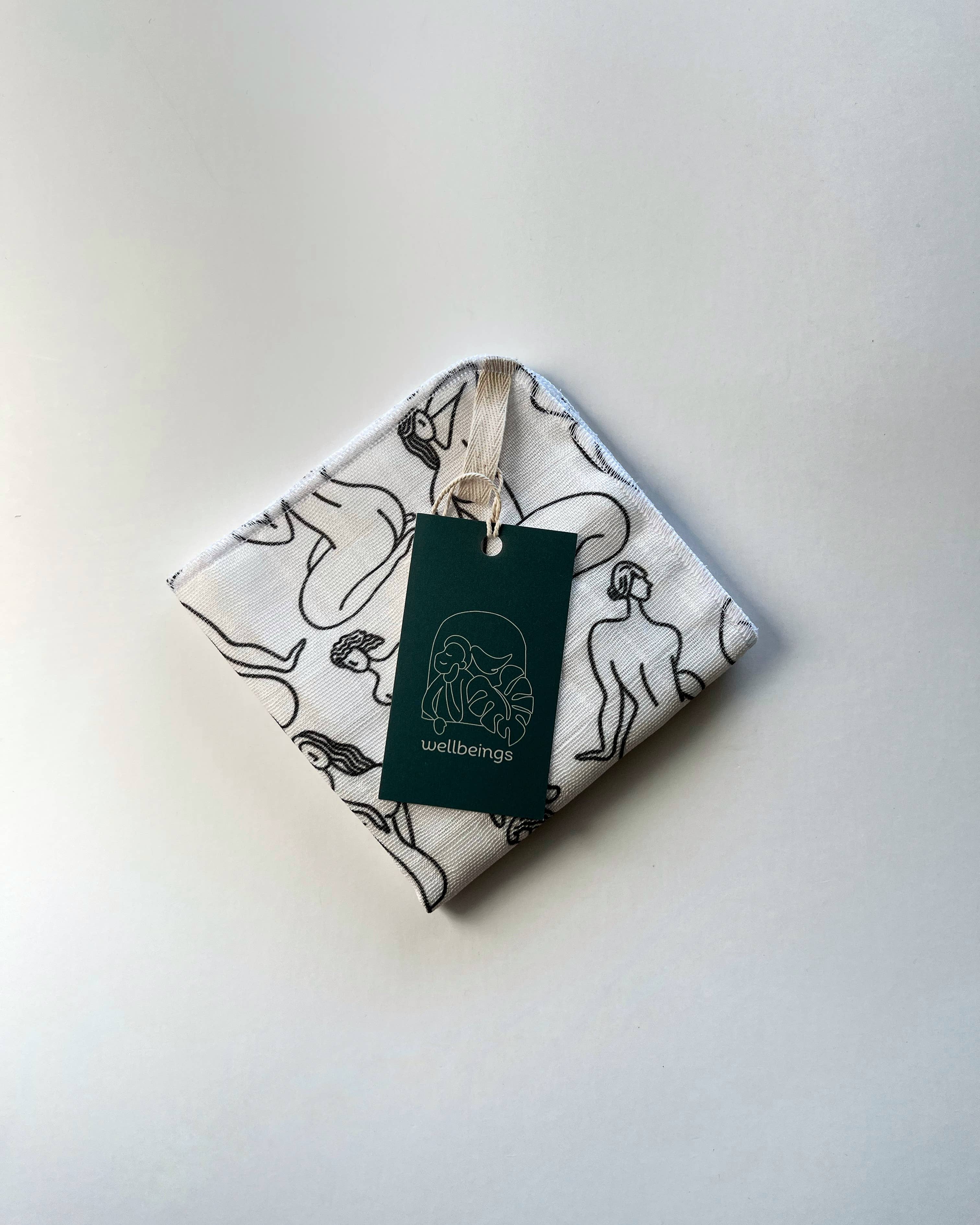 Well Beings Supply - Wholesale Exfoliating Gloves/Mitts - Gentle Exfoliating Face Towel | Line Figures1