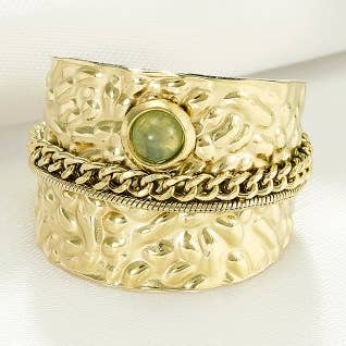 Aventurine ring in stainless steel - BG310196OR-VR for wholesale by Kapyco