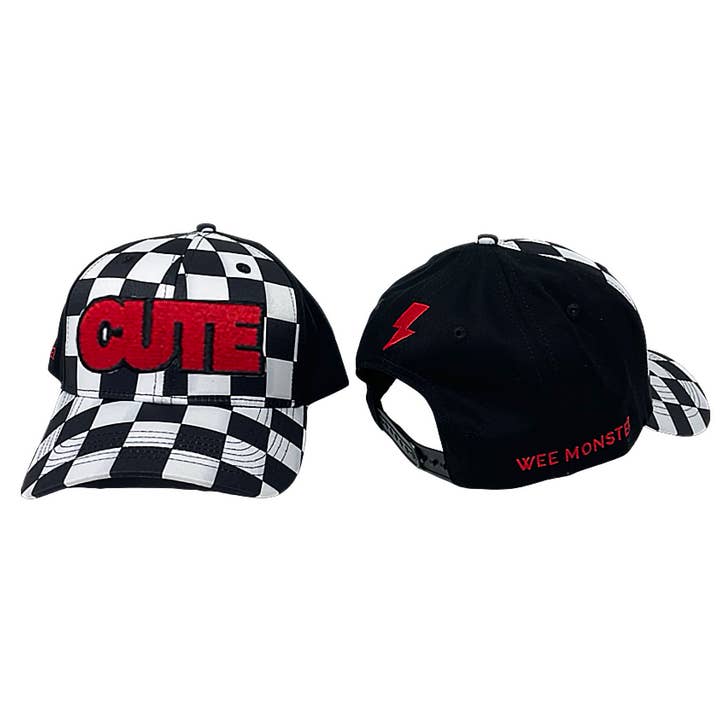 Sød sort og hvid ternet børnehat for engroshandel hos Wee Monster