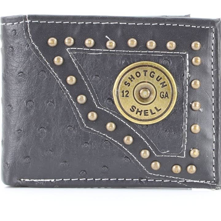 Leather Impressions Inc – wholesale Wallet - Men’s – American Bison Vegan Concho Bifold w Shotgun Shell Medallion13