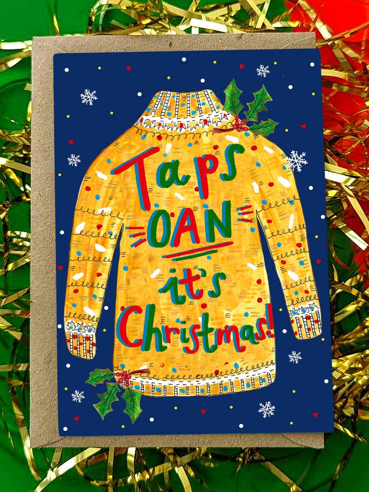 Tocca OAN è Natale! Xmas Card CONFEZIONE DA 6 per la vendita all'ingrosso da parte di Claire Barclay Draws