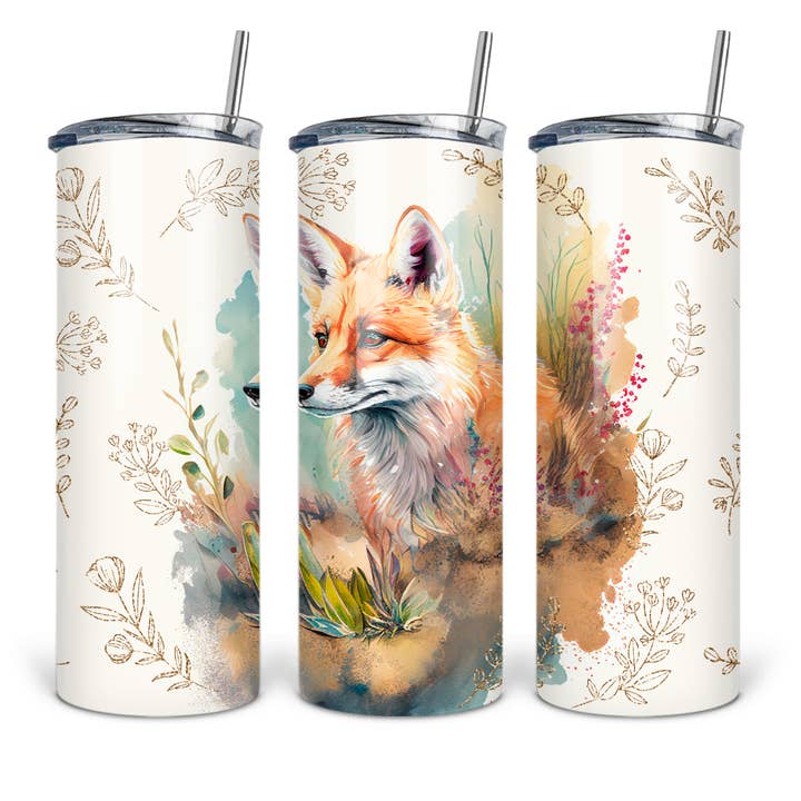 Gobelet Skinny 20 oz - Fox in Field pour la vente par Dusty & Delilah Designs
