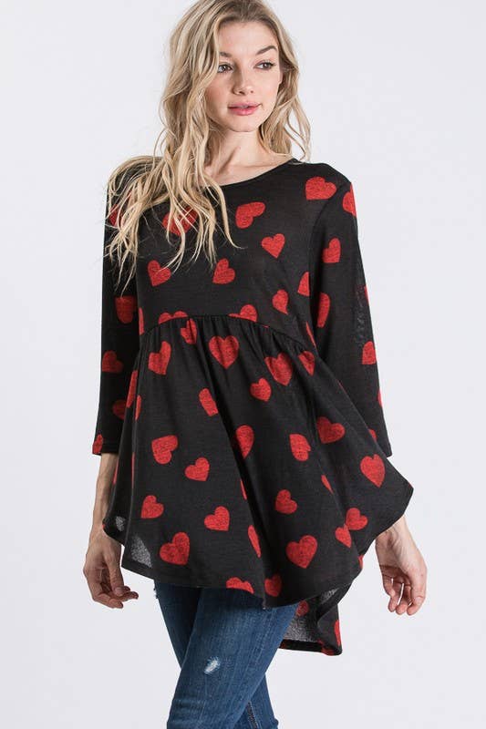 HEIMISH - Wholesale Tunic - Women's - ST1338-42 VALENTINE HEART BABYDOLL TOP4