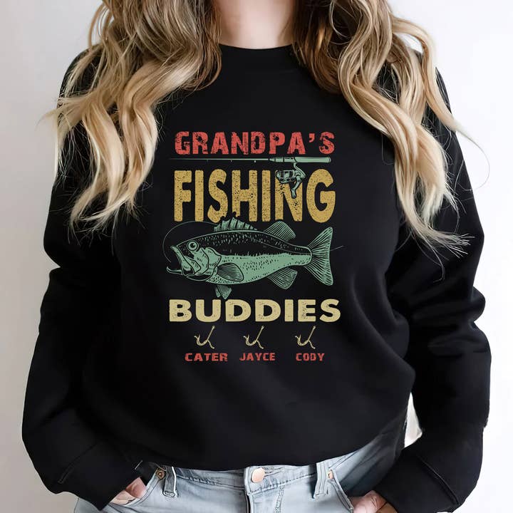 Grandpa's Fishing Buddies Sweatshirt, Fishing Grandpa Shirt for wholesale by EagleAceApparel